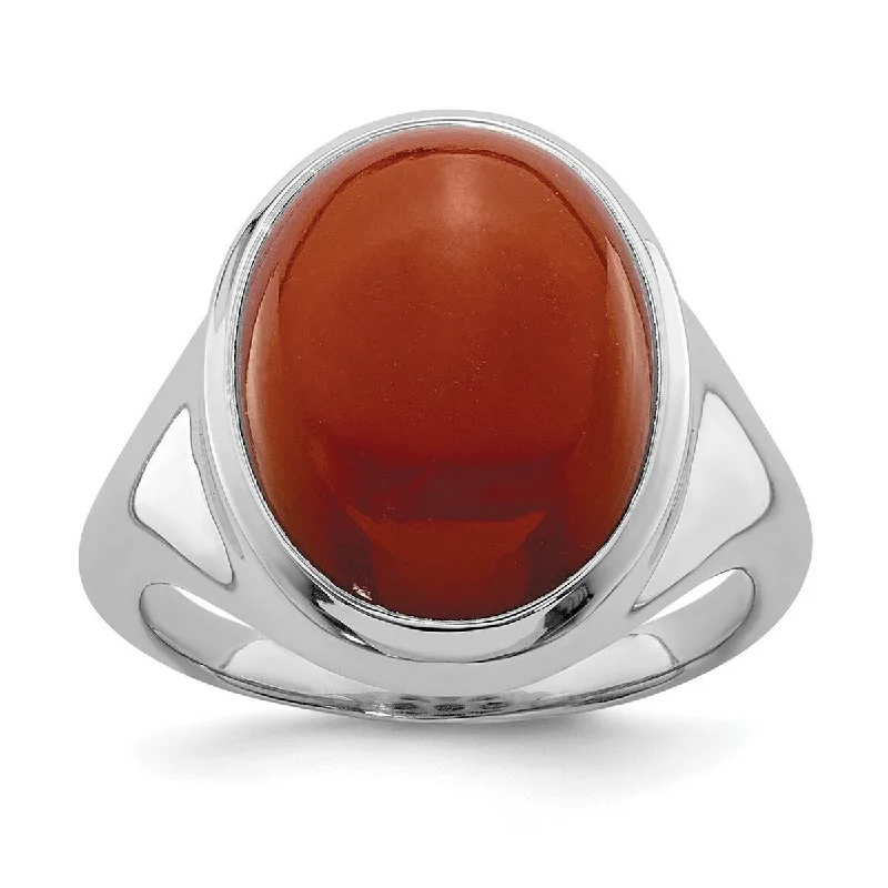 Women’s handcrafted rings-Curata 925 Sterling Silver Polished Open back Red Agate Ring