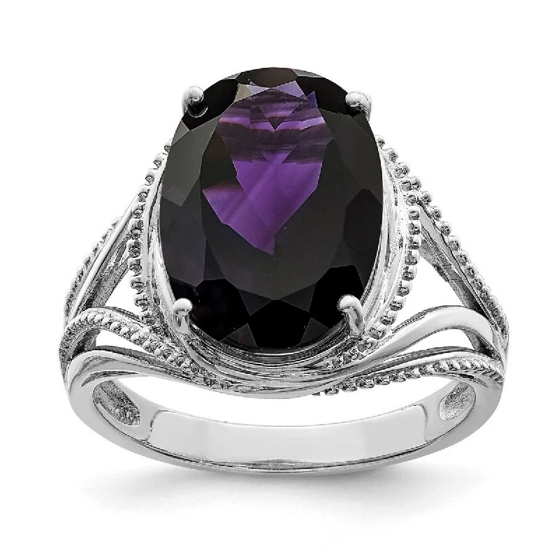 Women’s gold rings-Curata 925 Sterling Silver Amethyst Ring