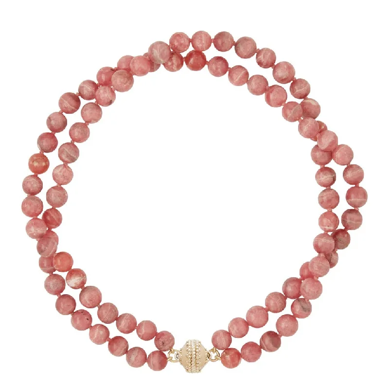 Women’s floral pendant necklaces-Clara Williams Victoire Rhodochrosite 8mm Double Strand Necklace