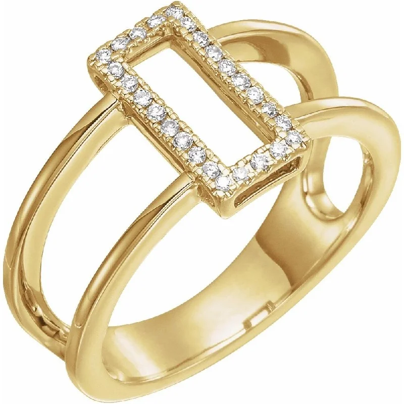 Women’s minimalist diamond rings-14K Yellow Gold .10 CTW Rectangle Geometric Diamond Ring for Women