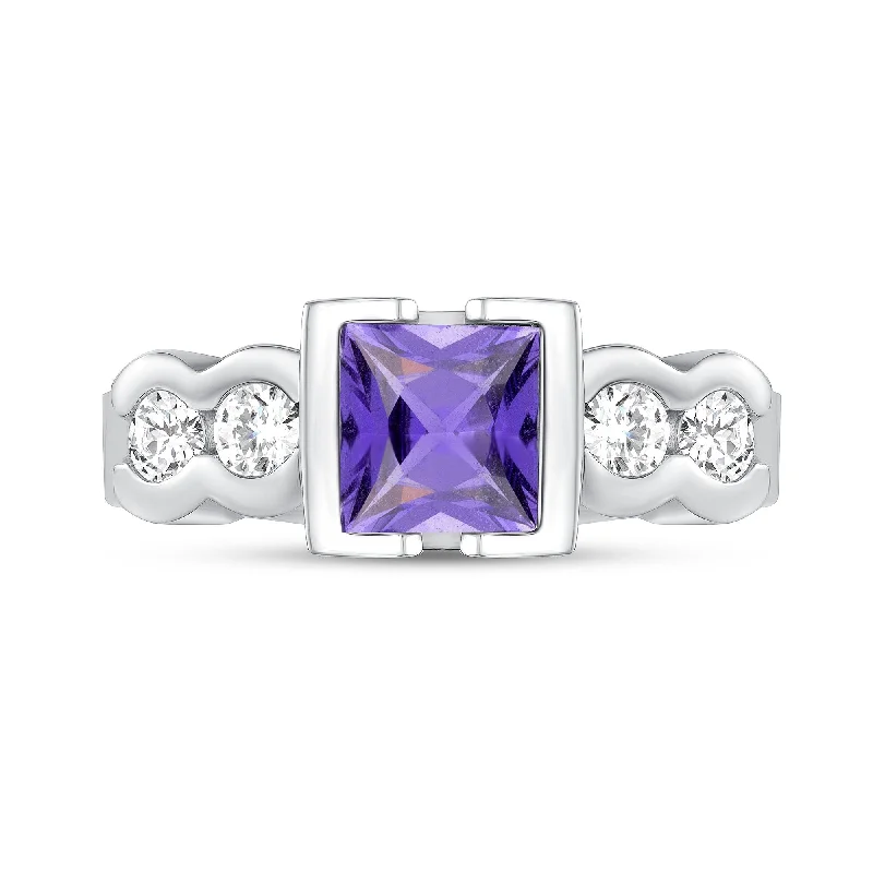 Women’s bridal sets-1.03 ct Purple Sapphire and Diamond Ring in 14k White Gold