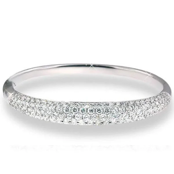 Women’s leather cuff bracelets-"BANG01021" Diamond Pave Bangle