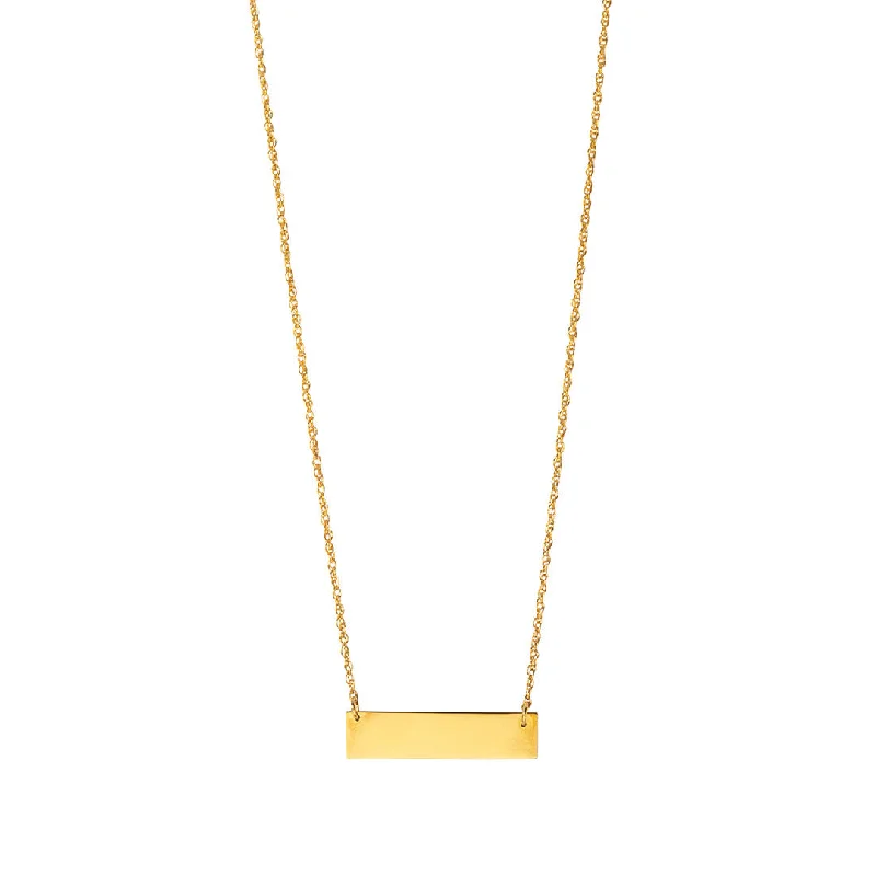 Women’s anniversary necklaces-22K Gold Plated Bar Pendant Necklace