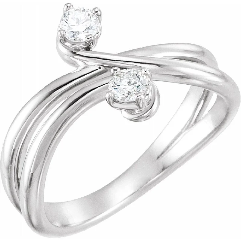 Women’s bands for engagement rings-14K White Gold 1/4 CTW Diamond Two-Stone Ring for Women