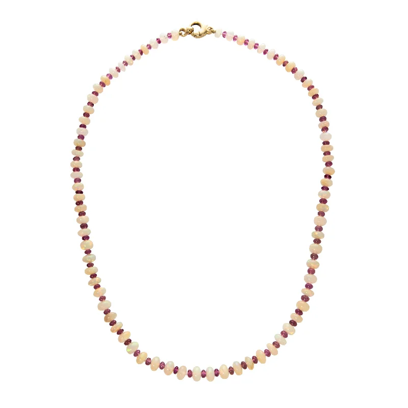 Women’s romantic necklaces-Goshwara Opal & Rubellite Bead 18K Gold Necklace