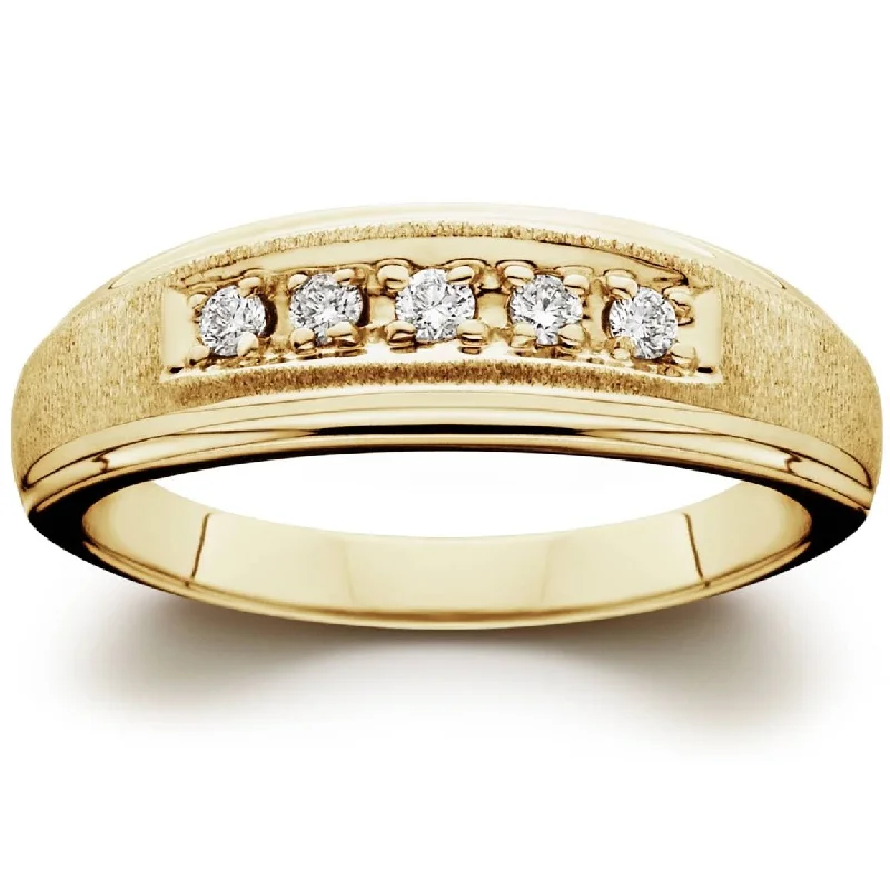 Women’s engagement rings with side stones-Ladies Yellow Gold 1/6ct Diamond Wedding Ring