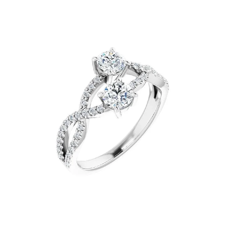 Women’s promise rings-14K White Gold 3/4 CTW Diamond Two-Stone Ring for Women