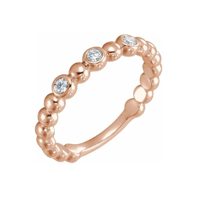 Women’s eternity band rings-14K Rose Gold 1/8 CTW Diamond Beaded Ring for Women