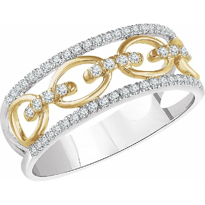 Women’s stylish rings with gemstones-14K White Gold & Yellow 1/4 CTW Diamond Link Ring for Women