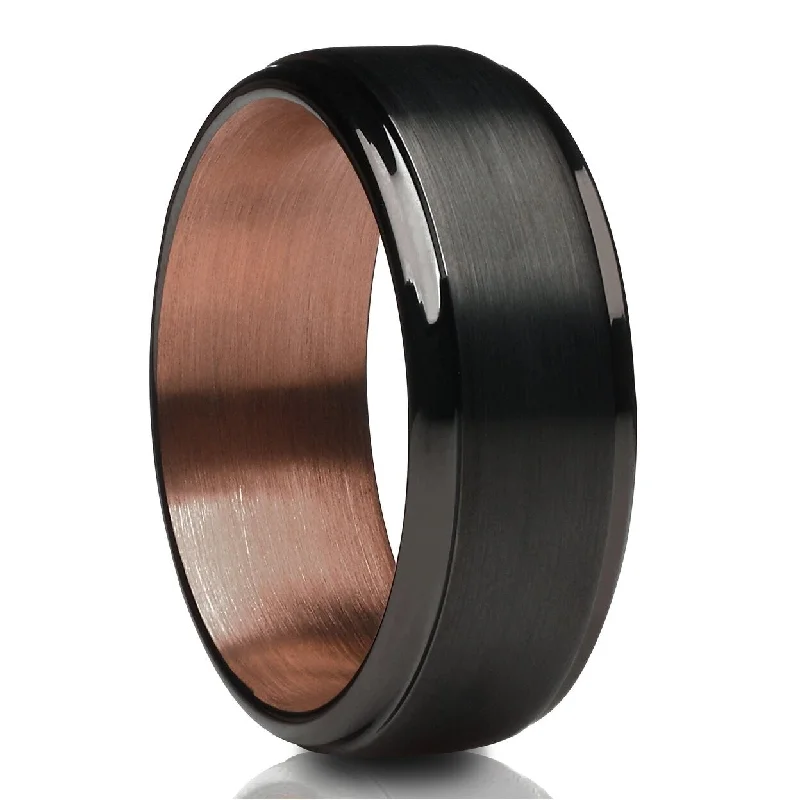 Women’s custom engagement ring designs-Black Tungsten Wedding Ring 8Mm Espresso Comfort Fit Tungsten Carbide Ring