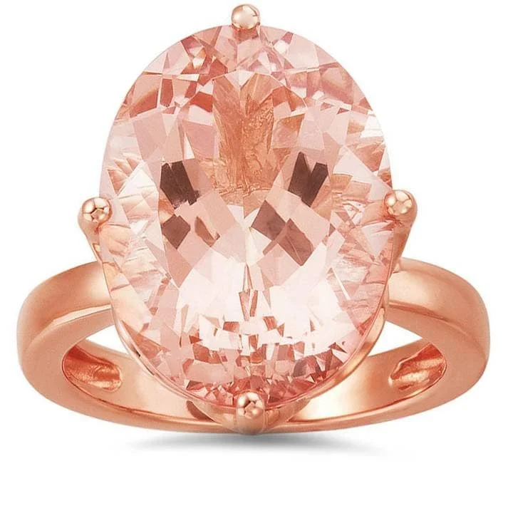 Women’s promise rings with diamonds-12 1/8ct Large Oval Morganite Vintage Style Ring Rose Gold