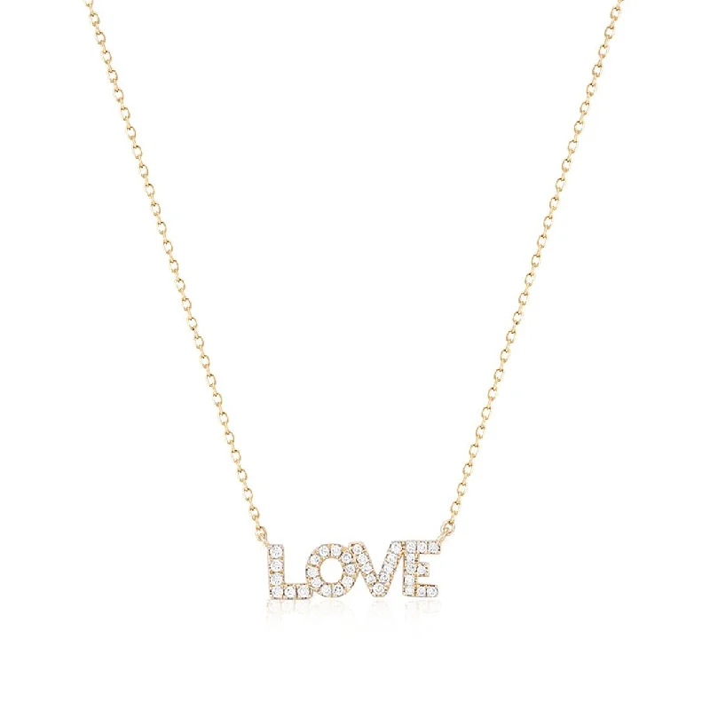 Women’s timeless necklaces-Diamond LOVE 14K Yellow Gold Necklace