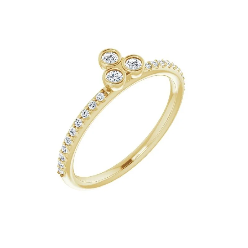 Women’s round-cut engagement rings-14K Yellow Gold 1/5 CTW Diamond Three-Stone Asymmetrical Stackable Ring for Women