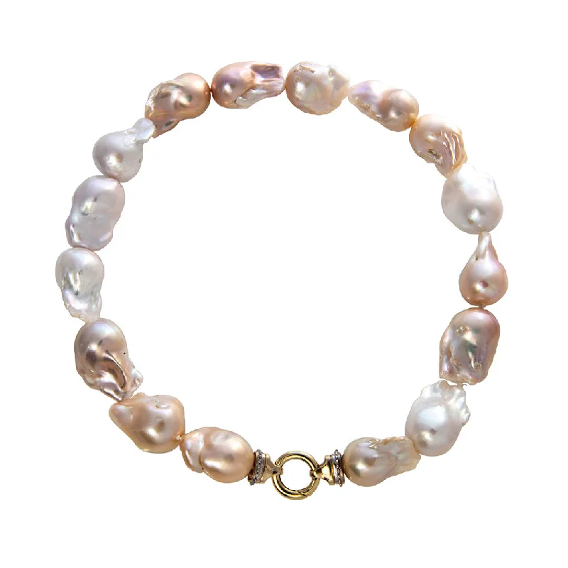 Women’s layered necklaces-Freshwater Multicolor Baroque Pearl 14K Gold Clasp Necklace