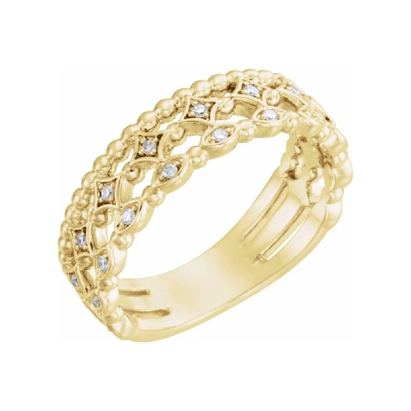 Women’s halo wedding rings-14K Yellow Gold 1/8 CTW Stackable Diamond Ring for Women