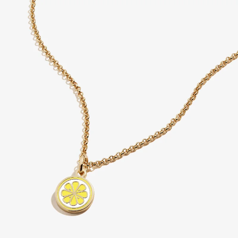 Women’s oval pendant necklaces-Zest for Life Lemon Charm Necklace