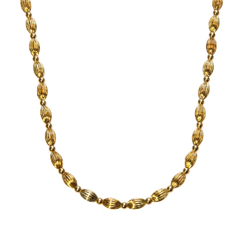 Women’s gold pendant necklaces with diamonds-Gold Plated Charleston Rice Bead Necklace