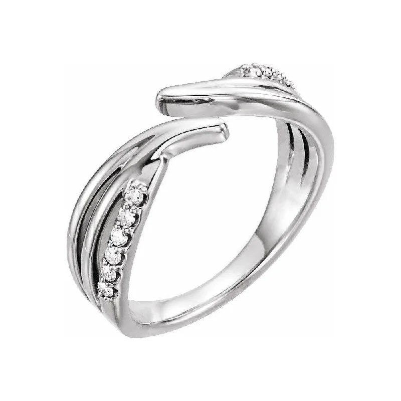 Women’s stylish rings with gemstones-14K White Gold 1/8 CTW Diamond Bypass Ring for Women