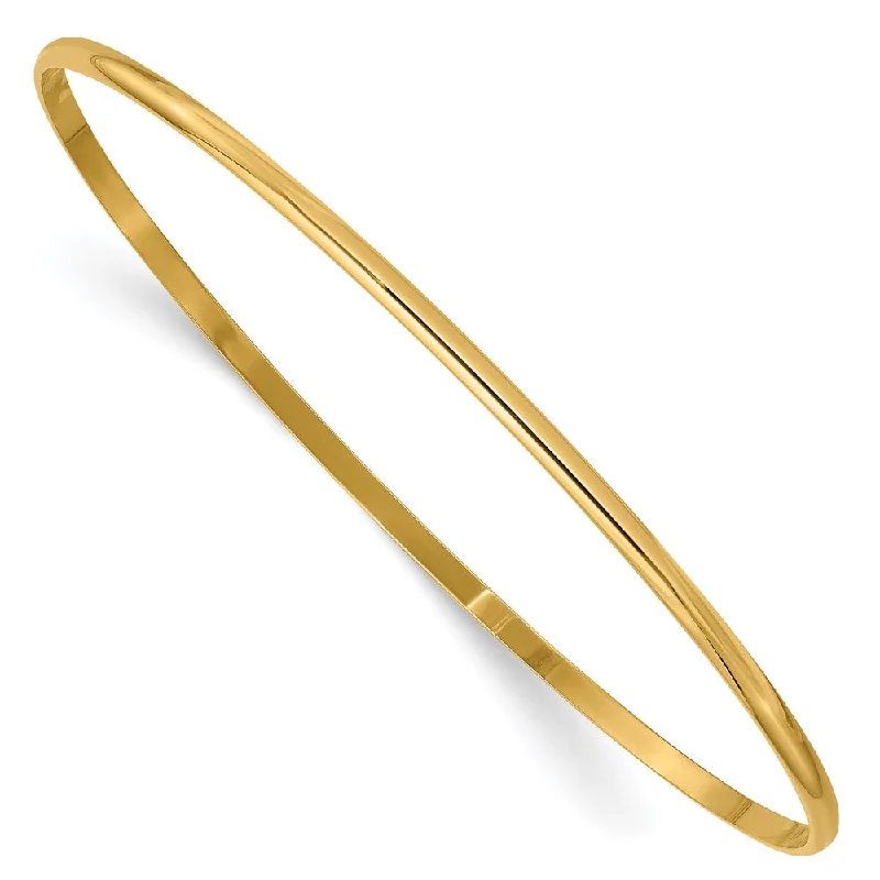 Women’s minimalist bangles-14k 2mm Solid Polished Half-Round Slip-On Bangle-WBC-DB312