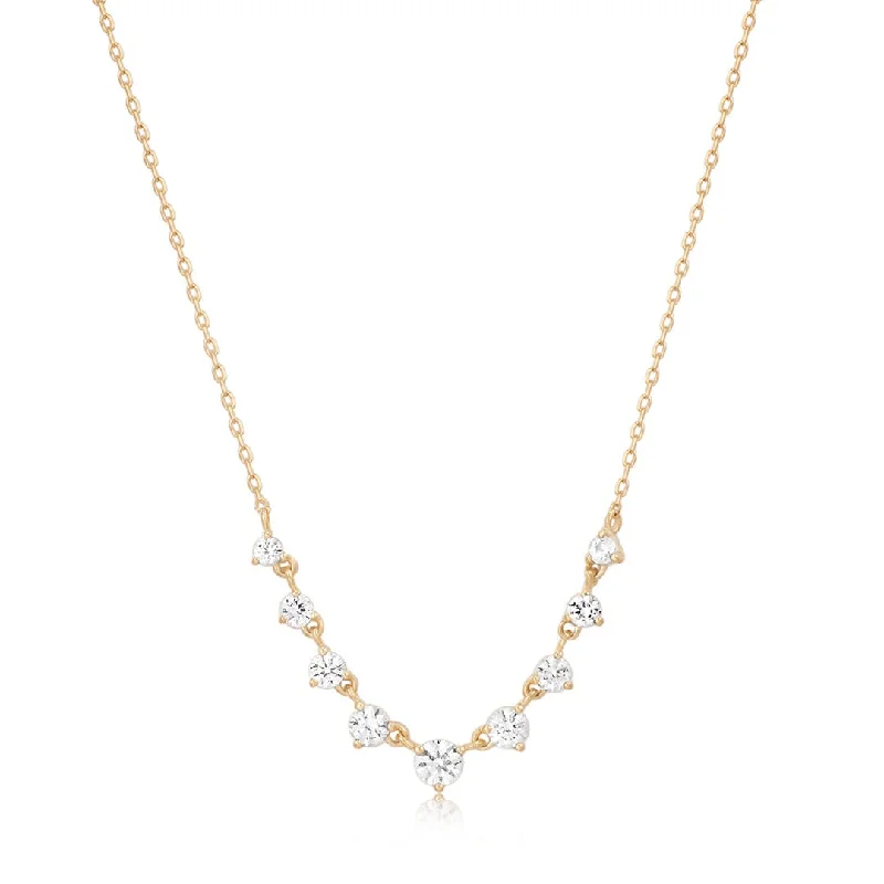 Women’s family tree necklaces-Rose Cut White Sapphire 14K Yellow Gold Necklace