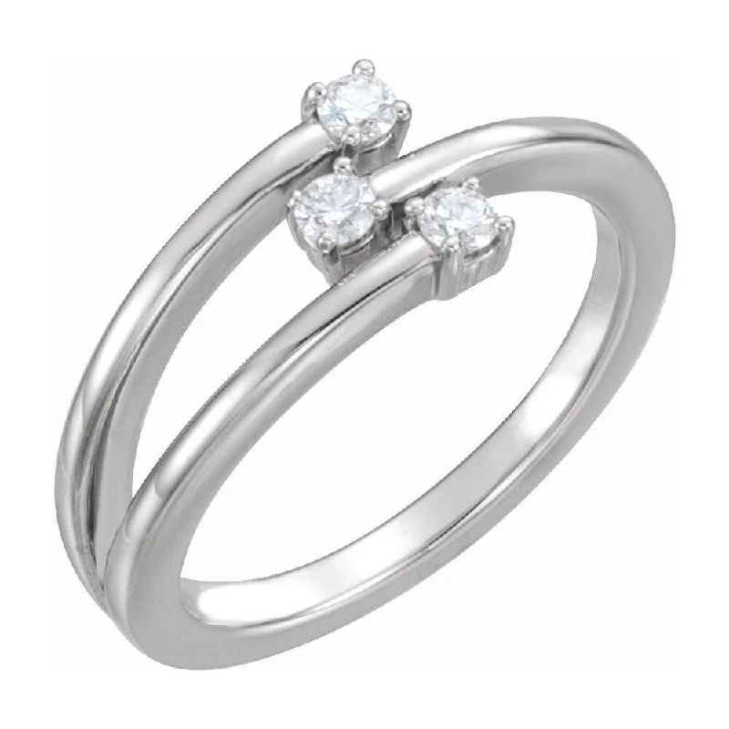 Women’s solitaire rings-14K White Gold 1/5 CTW Diamond Freeform Ring for Women