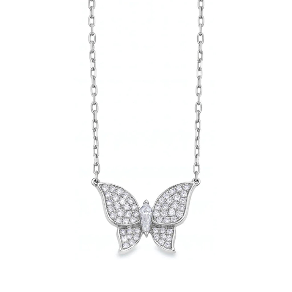 Women’s two-tone necklaces-0.64ctw Butterfly Necklace