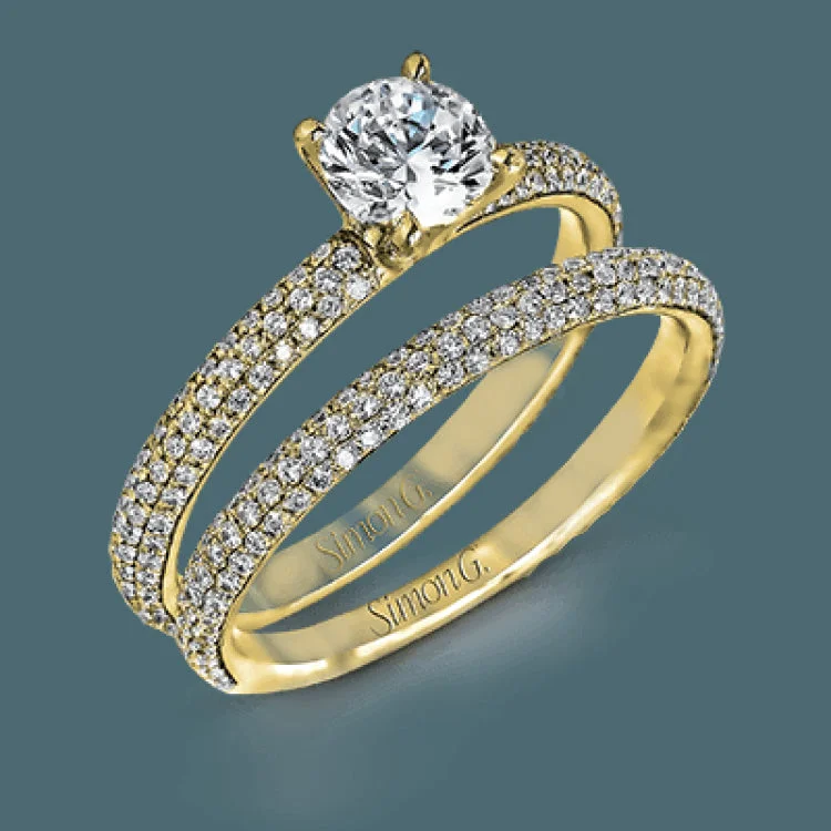 Women’s gold band engagement rings-Reflecting a simple yet elegant classic design, this white gold engagement ring and band is accented by .86 ctw white diamonds.