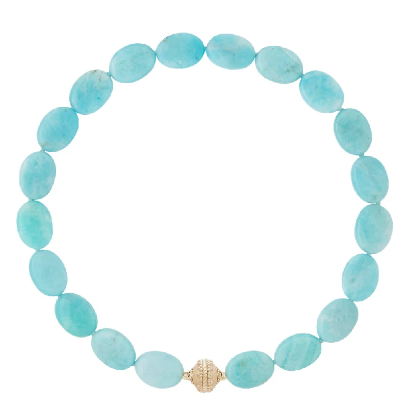 Women’s long necklaces-Clara Williams Amazonite Flat Oval Necklace