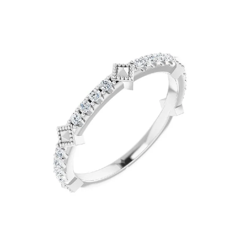 Women’s halo engagement rings-14K White Gold 1/4 CTW Diamond Stackable Ring for Women