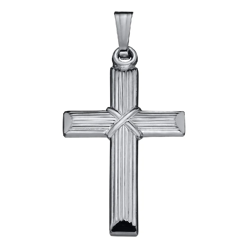 Women’s initial necklaces-Sterling Silver Embossed Cross Pendant Necklace