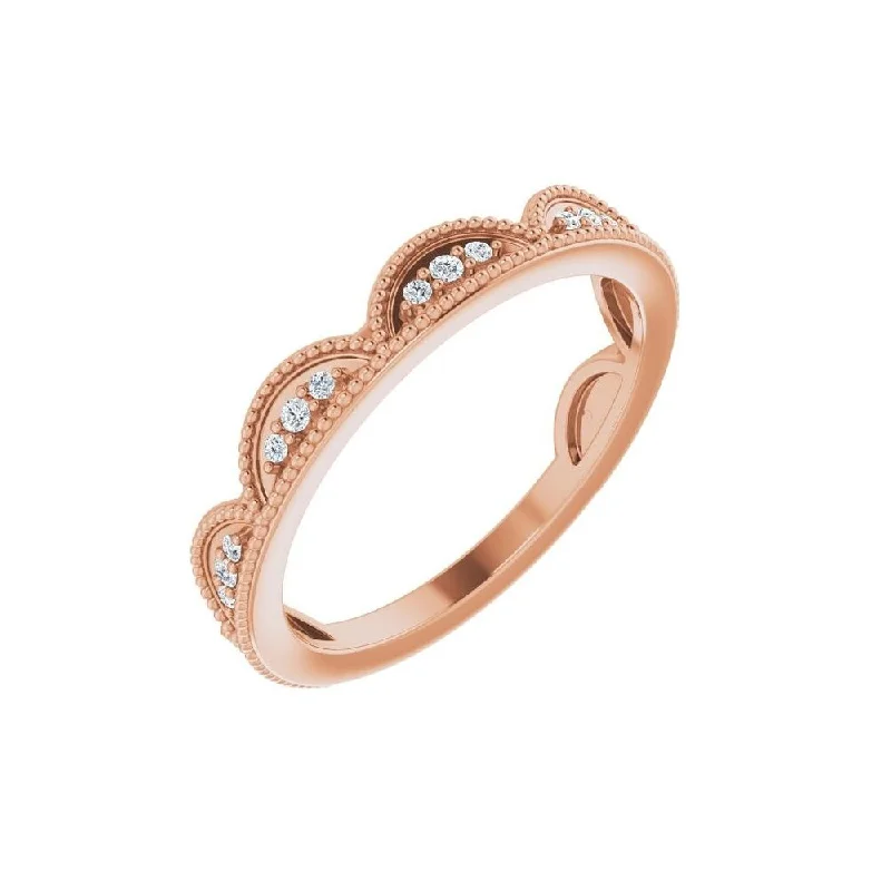 Women’s designer engagement rings-14K Rose Gold 1/8 CTW Diamond Stackable Ring for Women