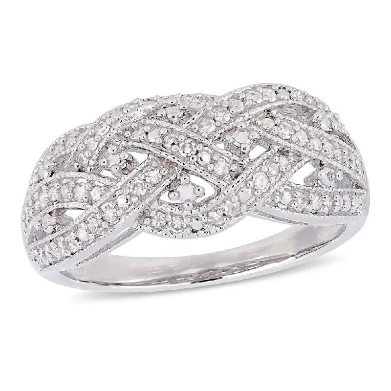 Women’s adjustable rings-Miadora Sterling Silver 1/4ct TDW Diamond Crossover Ring