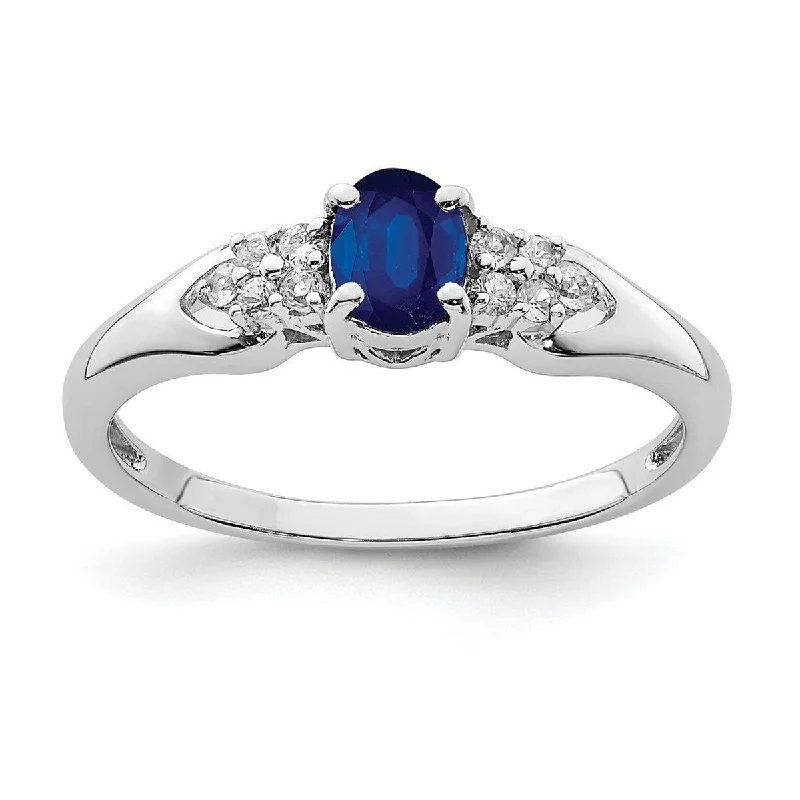 Women’s silver engagement rings-Curata 925 Sterling Silver Polished Open back Blue and White Sapphire Ring