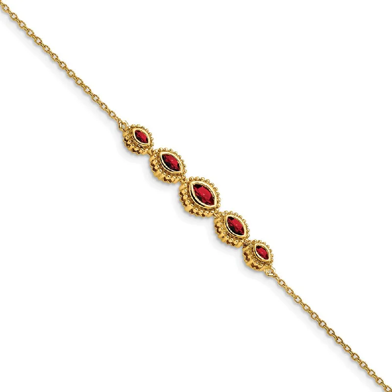 Women’s adjustable charm bracelets-14k Marquise Garnet Bangle-WBC-BM7200-GA-Y