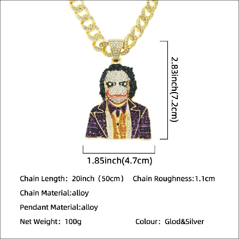 Women’s customized necklaces-Hip-hop Color Block Alloy Inlay Zircon Men's Pendant Necklace