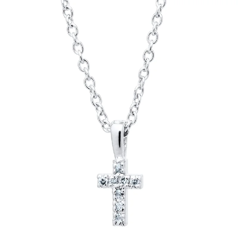 Women’s chunky necklaces-Child Sterling Silver Diamond Cross Pendant Necklace