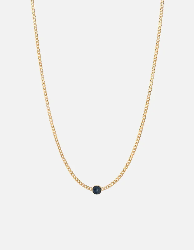 Women’s timeless necklaces-Eye of Time Type Chain Necklace, Gold Vermeil/Blue