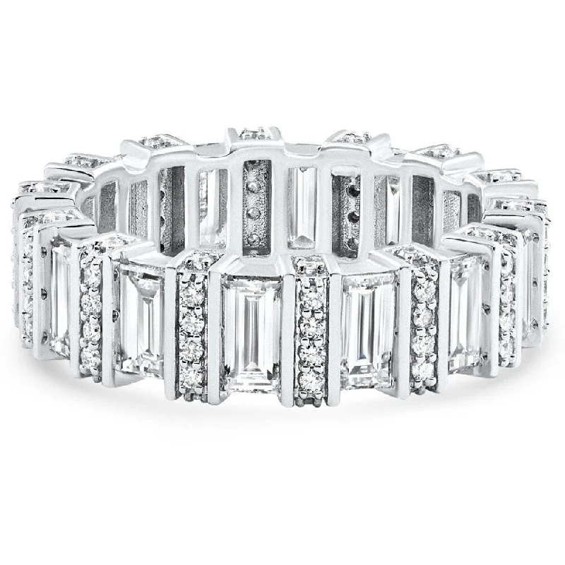 Women’s platinum engagement rings with diamonds-3Ct TW Emerald Cut Diamond Fancy Eternity Wedding Ring Gold Lab Grown