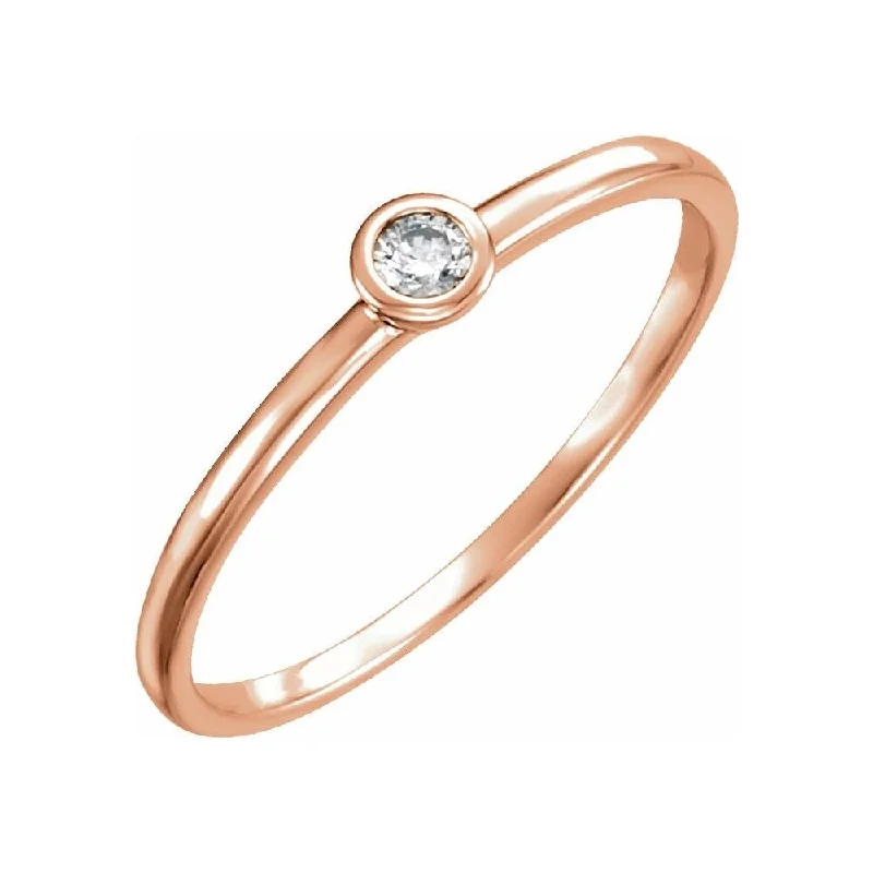 Women’s adjustable rings-14K Rose Gold .06 CTW Diamond Bezel-Set Solitaire Ring for Women