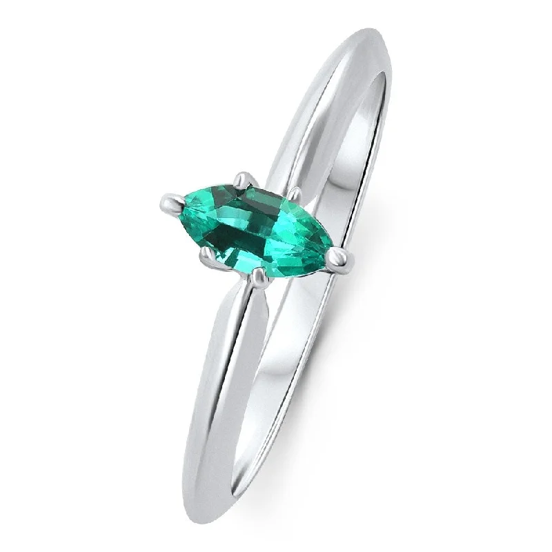 Women’s colorful rings-1/3Ct Emerald Marquise Solitaire Ring Gold Lab Grown