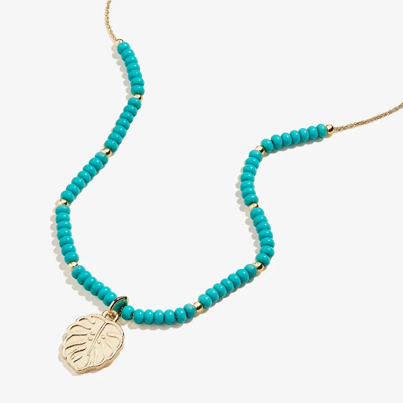 Women’s anniversary necklaces-Tropical Leaf Charm Necklace