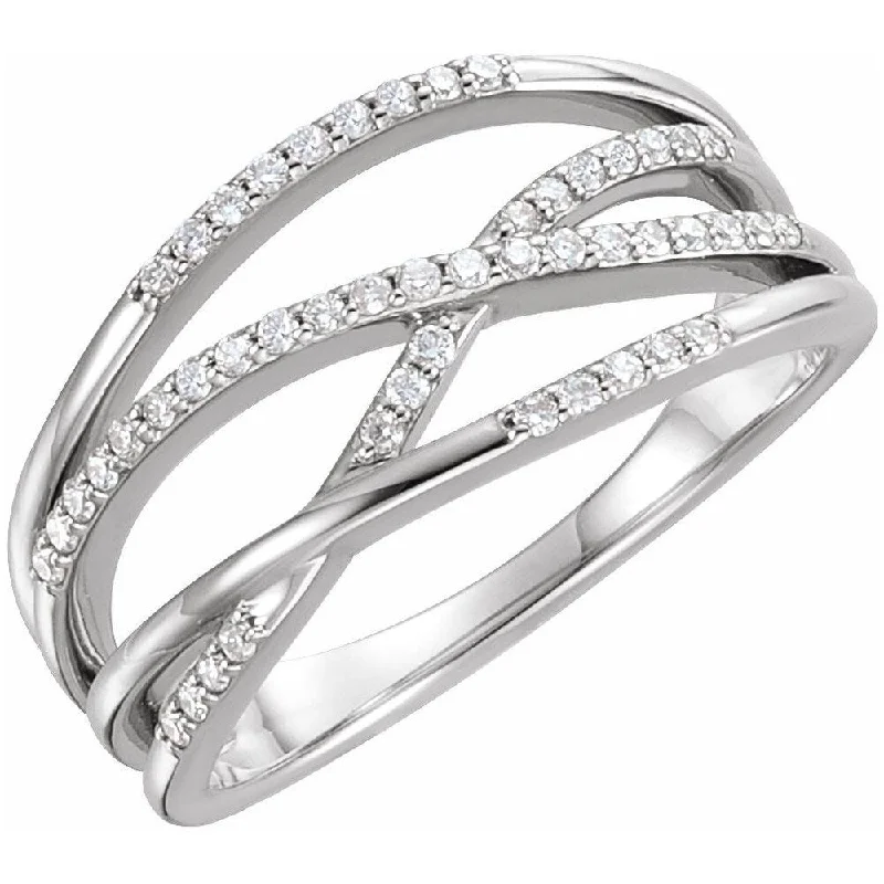 Women’s engagement rings with diamonds-14K White Gold 1/5 CTW Diamond Criss-Cross Ring for Women