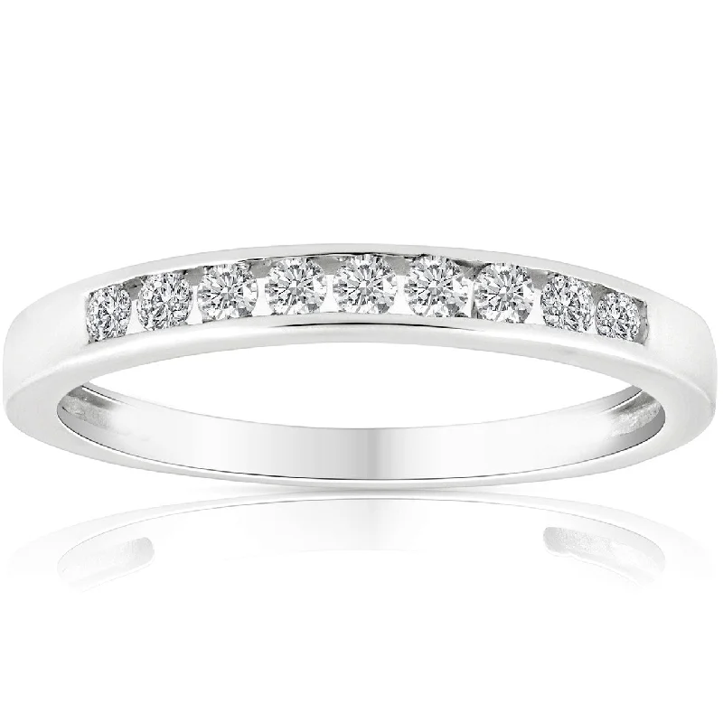 Women’s luxury engagement rings-1/4 Ct Diamond Channel Set Wedding Ring White Gold