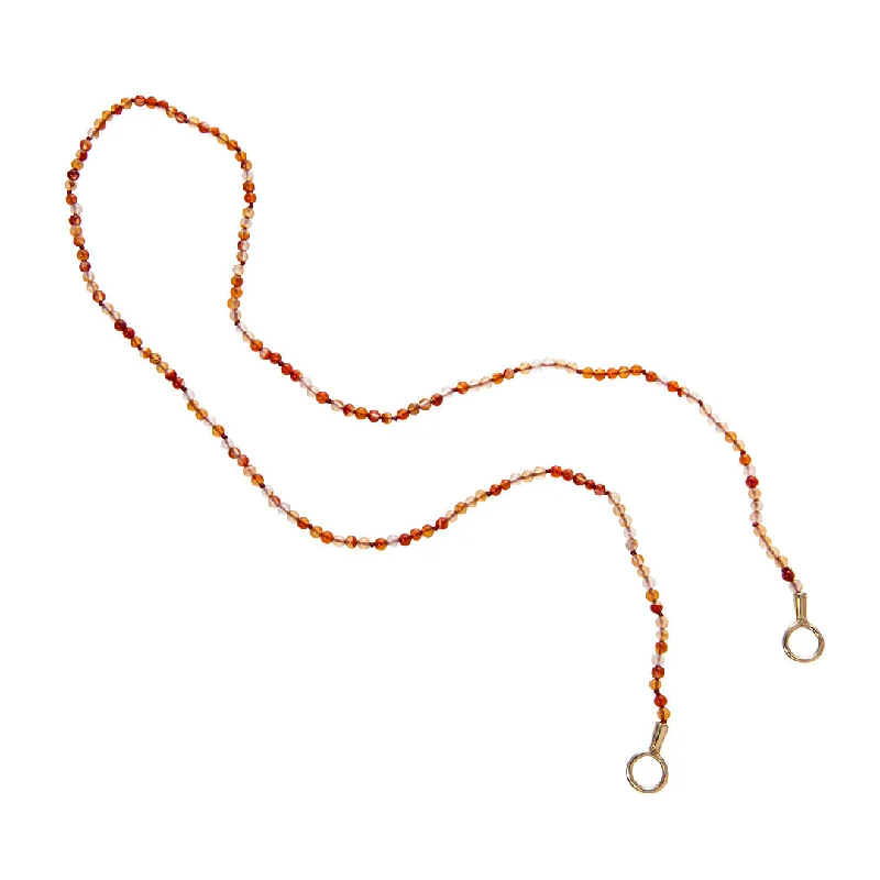 Women’s silver chain necklaces-Marla Aaron Orange Agate Itty Bitty Strand 16″