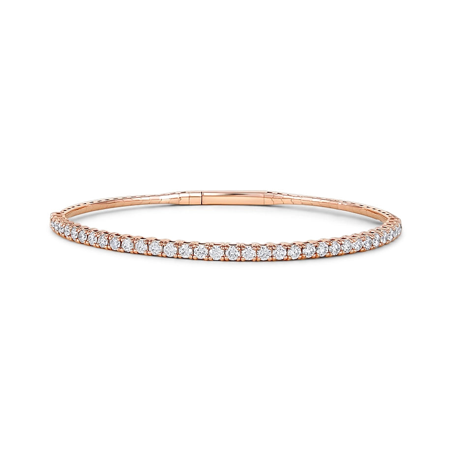 Women’s statement bangles-14K Rose Gold Diamond Clasped Bangle