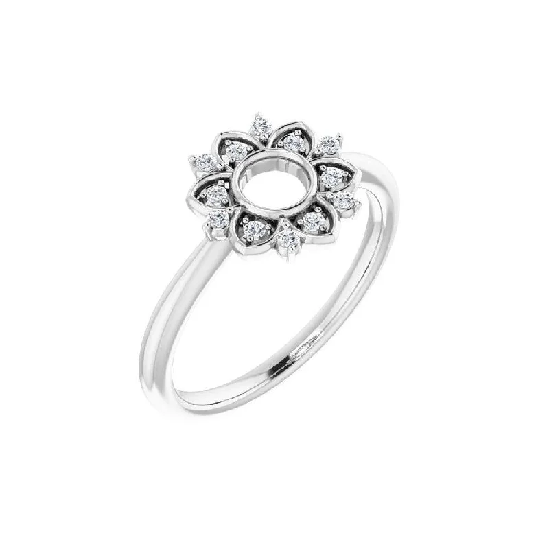 Women’s bridal sets-14K White Gold 1/10 CTW Diamond Starburst Ring for Women