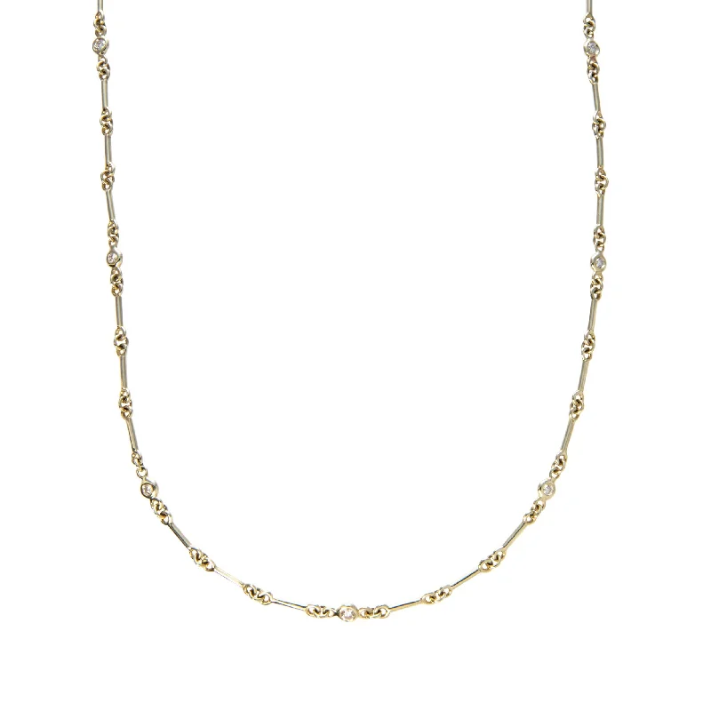 Women’s diamond necklaces-Mazza Diamond Station 14K Yellow Gold Bar Link Necklace