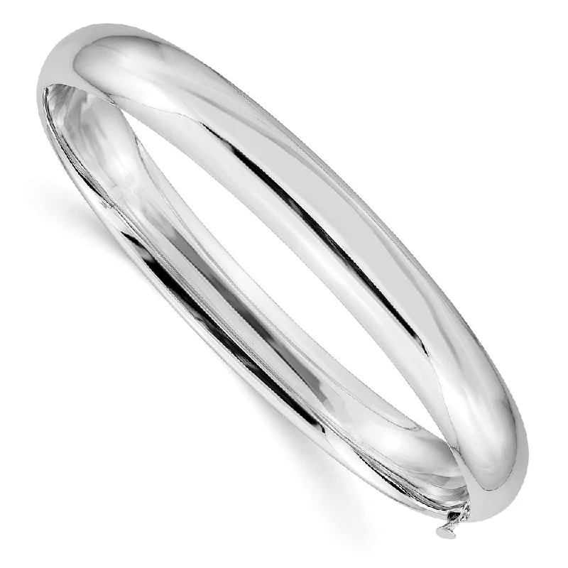 Women’s stackable bracelets-14k White Gold High Polished 8.00mm Hinged Bangle-WBC-DB502