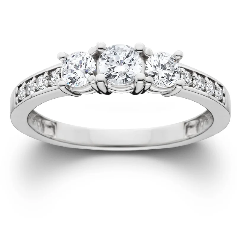 Women’s platinum diamond engagement rings-Certified 1 Ct TDW Diamond 3-Stone Engagement Ring White Gold