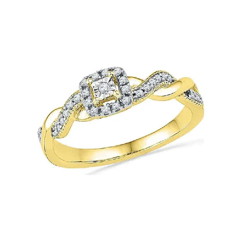 Women’s trendy rings-10k Yellow Gold Womens Round Diamond Solitaire Braided Promise Ring (1/6 Cttw, G-H Color, I2-I3 Clarity)